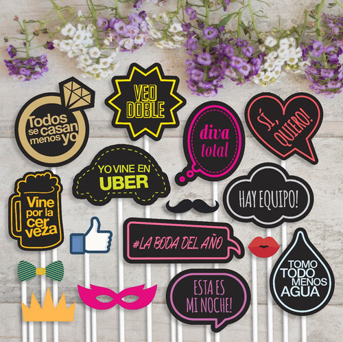 Photo Props Carteles Casamiento Listos Para Usar 50 U. 0