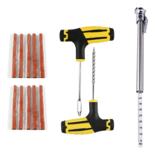 Remendo Pneu Reparo Macarrão+ Medidor De Pressão Pneu Manual 0