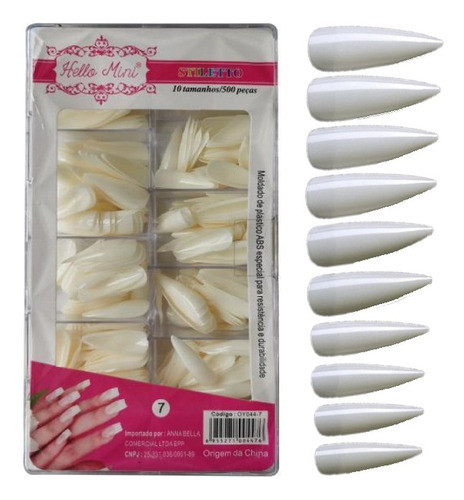 500 Und Unhas Postiças Stilleto Tips  Oy0447 Hello Mini J 1