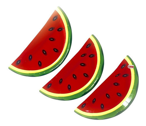 Plato Sandía 21 Cm X 6 Descartables - Ciudad Cotillón 0