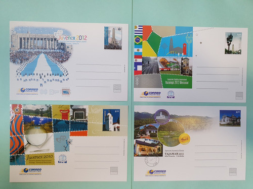 4 Enteros Postales Sin Circular. Exposiciones Filatelicas 0