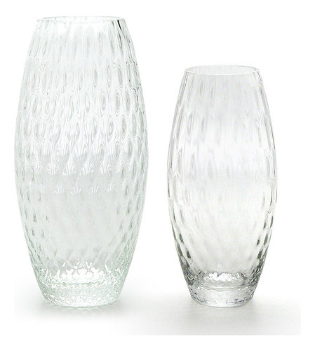 Par De Vasos Oliva G E P Baloton Transparente Murano Cristai 0