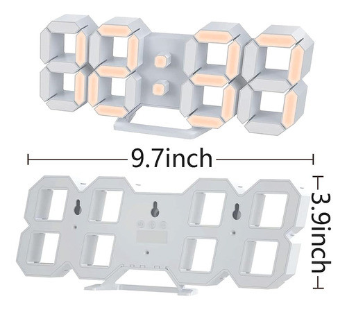 Wyscl 3d Led Reloj De Pared Big Digital Clock 9.7 Pulgadas L 1