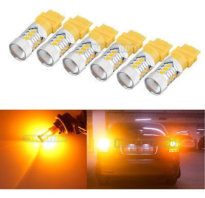 6pcs Ámbar 3157 3156 3057 3056 3155 T25 15smd 5730 Brillante 1
