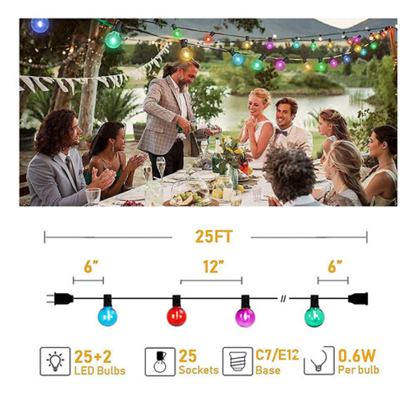 Afirst Guirnalda De Luces Multicolor Para Exteriores De 25 P 1