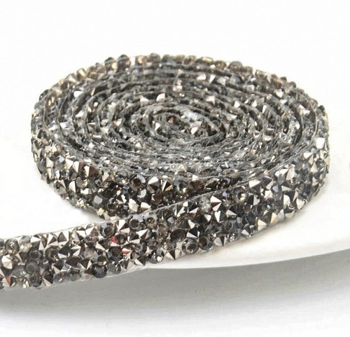 Aplique Termoadhesivo Tira Galon De Strass Peltre 50cm X 1cm 0