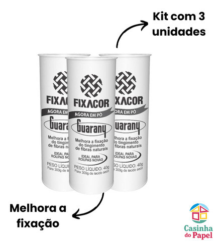 Kit 3 Fixador Corante De Tecido De Roupa 40g Guarany Fixacor 1