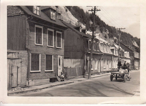 Canada Quebec Antigua Fotografia Calle Y Carro Con Caballo 0