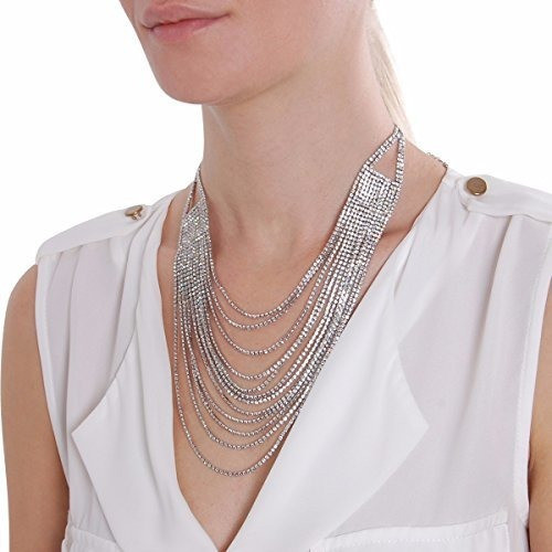 Collar De Declaracion Con Diseño De Cascada Oscuro Diamante 1