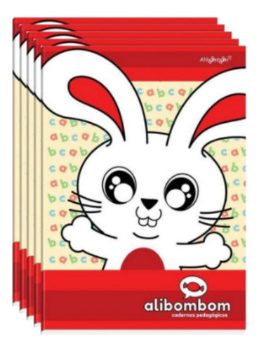 Kit 5 Caderno Brochurão Alibombom 123x 80 Folhas Vermelho Cd 0