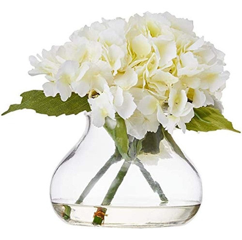 Hortensia Floreciente Casi Natural De 1356 Cr Con Florero, C 0