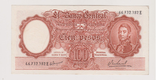 Billete Argentina 100 $ Bottero 2078 Año 1967 Excelente + 0