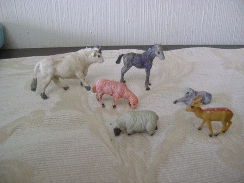 5 Antiguos Animalitos  Eg Toys Ovejas Caballo Toro 0