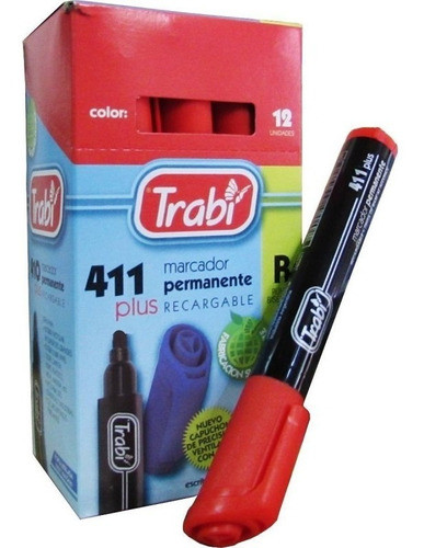 Marcador Permanente Trabi X 12 Unid Punta Biselada O Redonda 0
