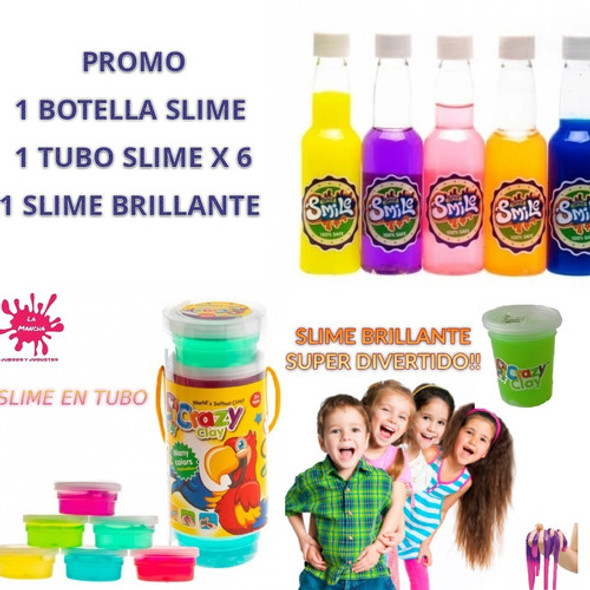 1 Botella De Slime + 1 Tubo Slime X 6 + 1 Slime Brillante 1