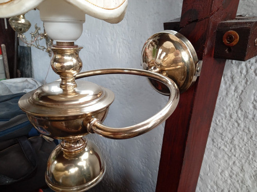 Antiguo Aplique De Barco En Bronce Con Pantalla Para Pared 1