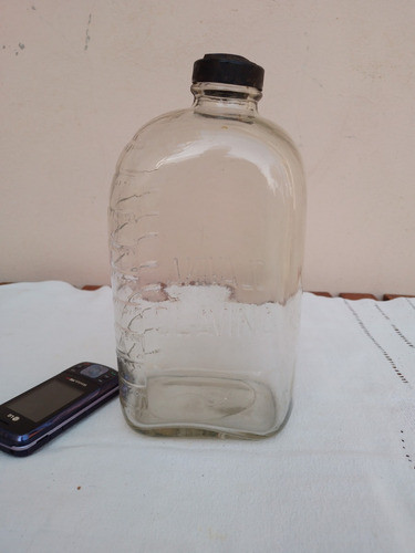 Antigua Botella Vidrio Tapa Baquelita Aceite Olavina 1