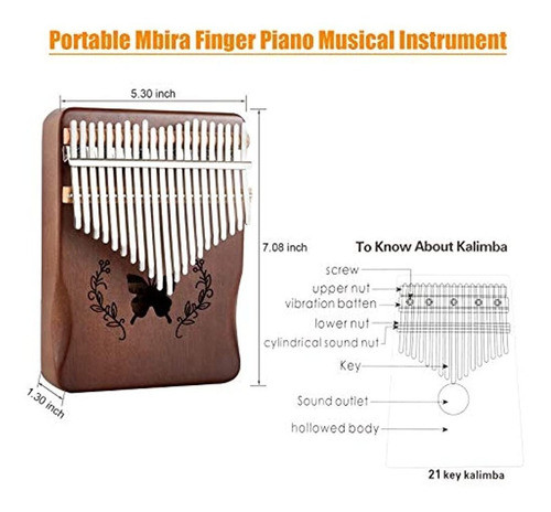 Kalimba Thumb Piano 21 Teclas, Piano De Pulgar De Madera Mac 1