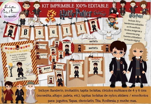 Kit Imprimible Candy Bar Harry Potter 100% Editable 0