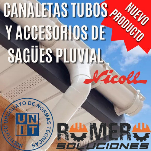 Canaleta Pvc Pluvial Desagüe Para Techo 3 Metros Nicoll 1