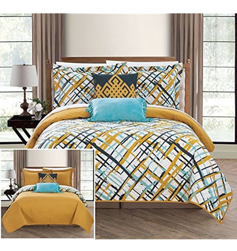 Chic Home Gingham - Juego De Edredón Reversible De 5 Piezas 0