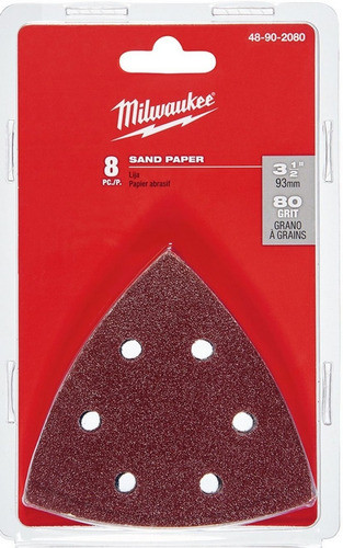 48-90-2080 Lija  Delta Triangulo Grano 80 X8u Milwaukee 1