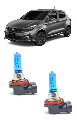 Par Lampada Super Branca Farol De Milha Fiat Argo 8500k H11 0