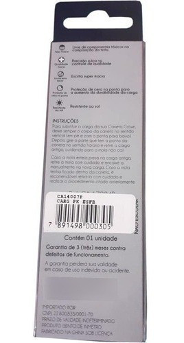 Carga Caneta Esferografica Parker Preto Bl.c/01 1