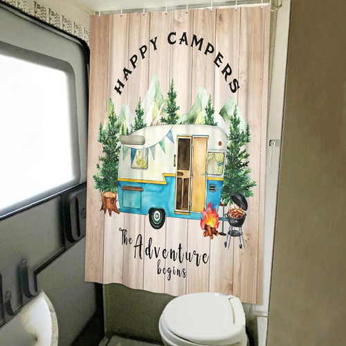 Cortina De Ducha De La Casa De Campo Rústica De La Caravana, 1