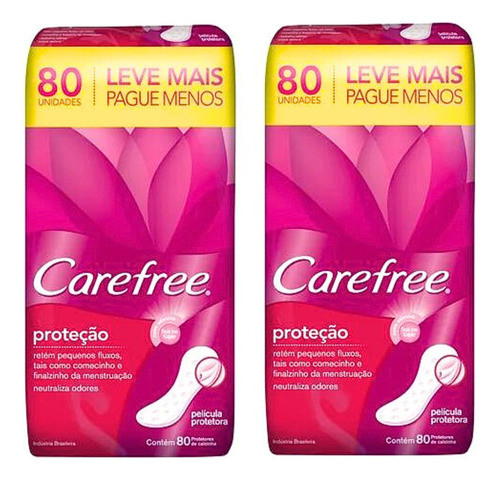 Protetor Calcinha Com Fragrância 80 Un Carefree - Kit 2 Unid 0