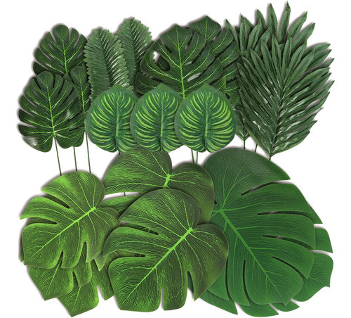 78 Piezas 7 Tipos Hojas Tropicales Artificiales Hojas Selva 0