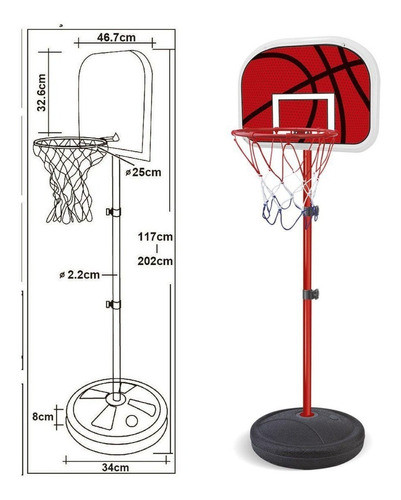 Cesta De Basquete Radical Ajustável Até 202 Cm - Dm Toys 1