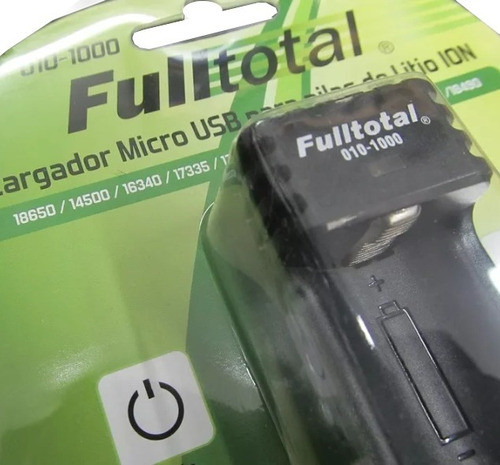Cargador Fulltotal P/ 1 Pila Litio 18650 16340 14500 26500 1