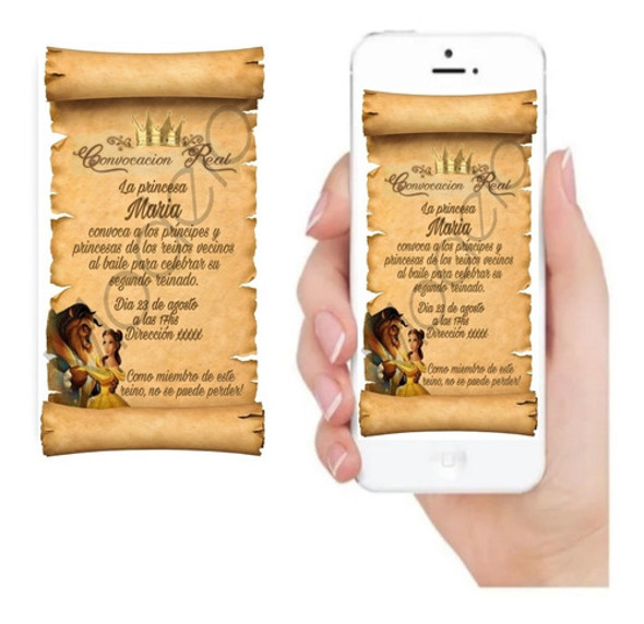 Tarjeta Invitación Digital - Cumpleaños Niña Princesa 0