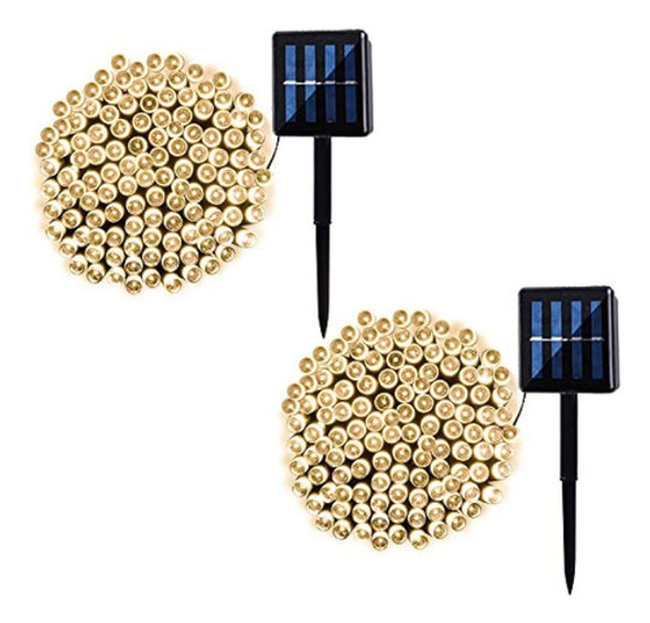 Paquete De 100 Luces Led Solares De Cadena De 42 Pies Y 8 Mo 0