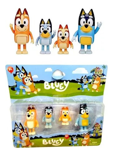 Excelente Blíster De 4 Muñecos Bluey Perritos X4 0