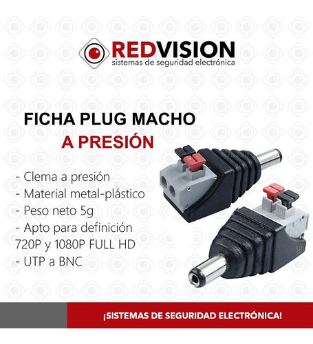 Plug Conector Ficha Alimentacion Macho Presion Utp Cctv X10 1