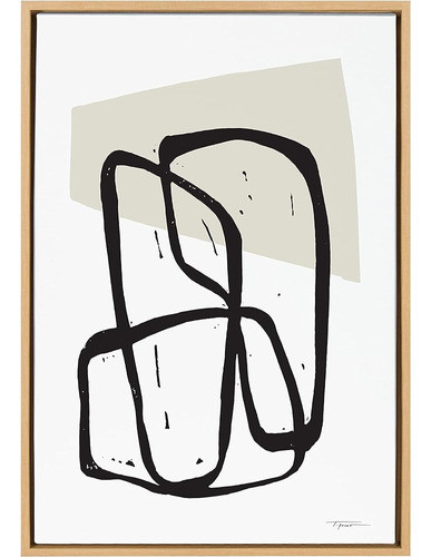 Kate Y Laurel Sylvie Enredled Neutral Framed Canvas Wall Art 0