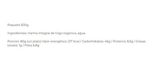 Nido Pasta Integral Orgánica Grün Fideos Laminados X500 Grs 1