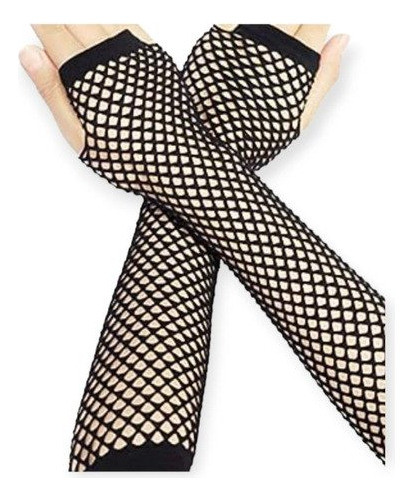 Par De Guantes Mitones Red Largos Negros Accesorios Fiesta 0