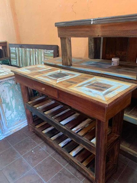 Mesa Arrime Rústica Madera Maciza Reciclada Pinotea Vintage 0