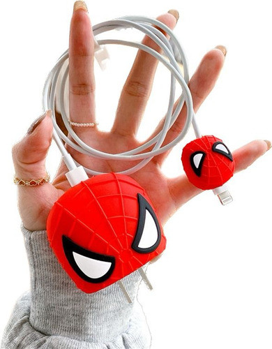 Kit Protetor De Cabo Usb E Capa Carregador Celular Spider 0