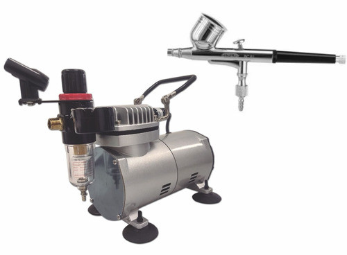 Compressor Aerógrafo Completo C/ Filtro E Pistola Bc61 0,2mm 0