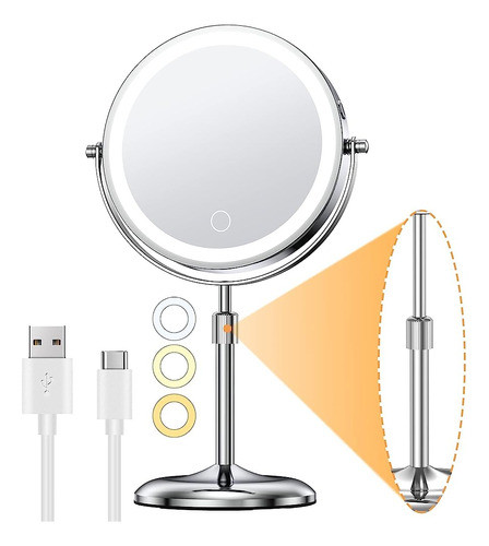 Espejo De Maquillaje Iluminado Gospire Con Aumento 10x, Altu 0