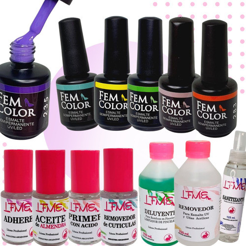 Kit Esmaltes Semipermanente Uv/led Fem Color Completo Lfemme 0