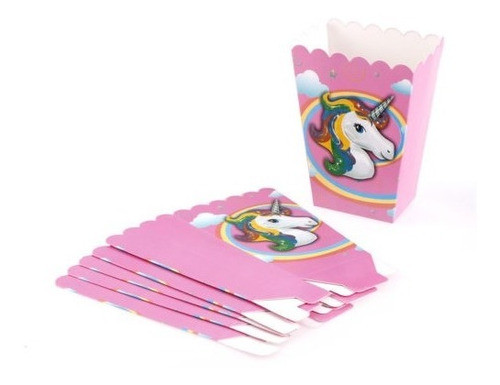 Caja De 6 X Unicornio Impresiones Palomitas Copa Feliz Cumpl 0
