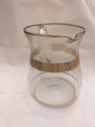 Magnifica Jarra De Cristal Biselada En Oro Antigua 0