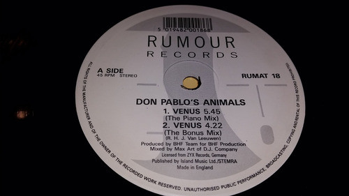 Don Pablos Animals Venus Vinilo Maxi Uk Muy Buen Estado 1990 1