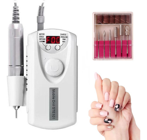Torno Pulidor Esmeril De Uñas Recargable 30000 Rpm Blanco Of 0