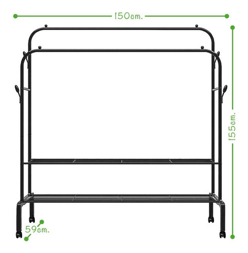 Perchero Exhibidor Organizador Doble Acero 150 X 155 X 59cm 1